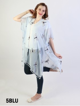 Oversized Dragonfly Kimono W/ Tassels 